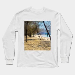 Pine tree forest at Pacitan beach with mountain in backround Long Sleeve T-Shirt